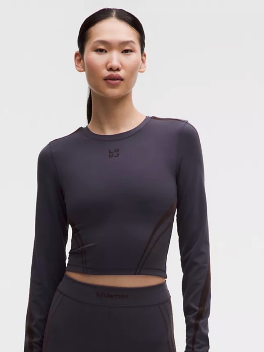 lululemon athletica Women's Long Sleeve Crop Top in Charcoal